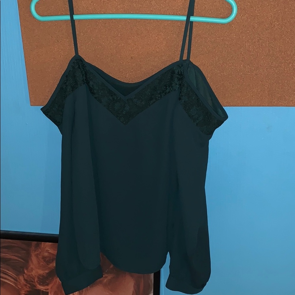 Express Green off the shoulder long sleeve blouse